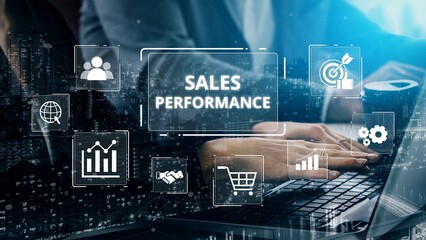 Digital sales performance dashboard showing sales performance metrics, performance trends, sales...