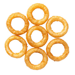 Fototapeta premium Onion rings isolated on white background with crispy fried texture realistic clean detail