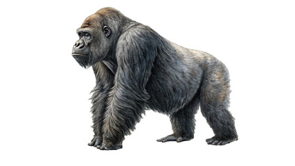 Fototapeta premium Extinct animal gorilla on white or transparent background