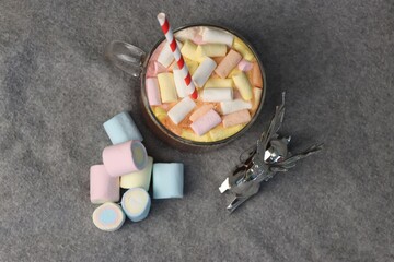 Winter Comfort: Hot Chocolate with Marshmallows and Christmas Decorations – Perfect Holiday Symbol for Greeting Cards, Winter Drink Advertising, Food Blogs, and Social Media