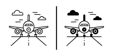 Departure Dynamics: A meticulously illustrated vector depiction of an aircraft taking flight, with two variations presenting stark contrasts in design