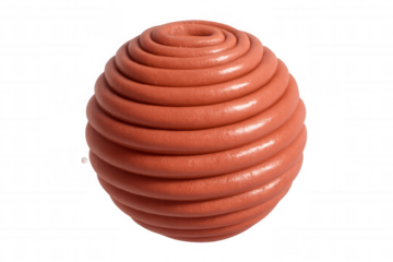 Rotating coral sphere with a glossy finish on a transparent background, perfect for abstract and design projects