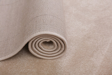 Beautiful soft shaggy carpets rugs texture close up.