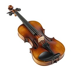 Aged wooden violin with strings musical instrument