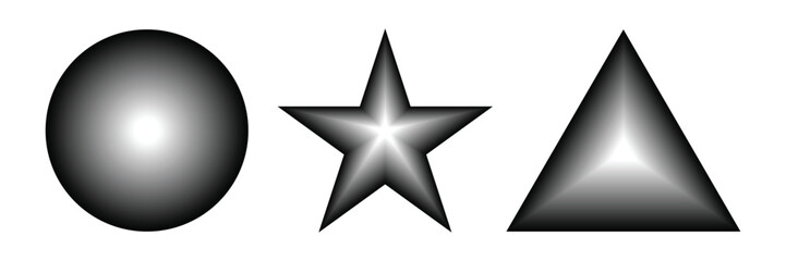 3D Rendering Of Basic Shapes On White Background Black And White Illustration