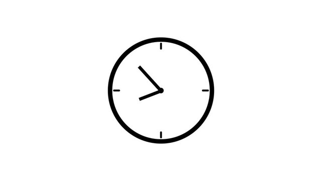 Simple and clean black clock animation on bright white background with minimal circular design symbolizing time countdown timer watch concept digital motion graphic element.