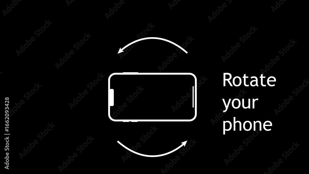 Aufkleber phone rotate animation on dark black background symbolizing smartphone orientation change mobile dev