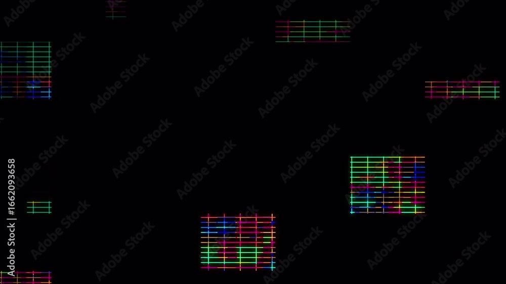 Aufkleber dynamic neon grid lines forming abstract patterns: vibrant digital motion graphic on black