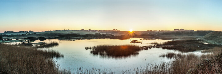 Guidel morbihan Golden Sunset Reflections on Tidal Flats in Brittany