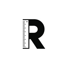 Letter R Ruler Design Logo Template letter R logo ruler logo measurement logo architecture logo engineering logo construction logo template logo