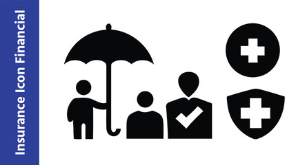 Insurance Icons Financial Medical Security Vector
