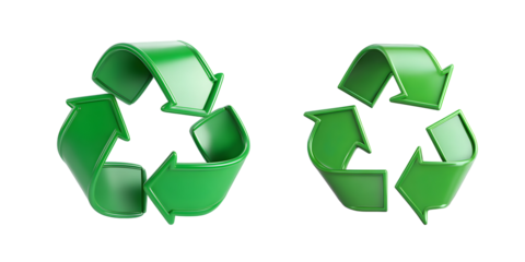  Green recycling symbol, recycle icon isolated on white background. 3D rendering illustration
