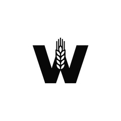 Obraz premium Wheat Logo Letter W Design grain agriculture farming harvest food bakery bread graphic symbol icon branding corporate identity minimalist