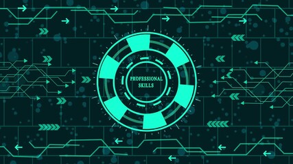 Professional skill concept with futuristic technology background modern digital interface with glowing lines and geometric shapes for business and finance - Powered by Adobe