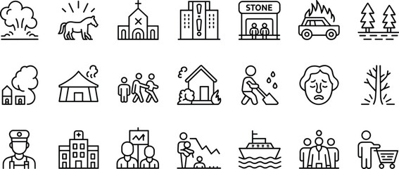 Elegant flower icons, hand-drawn floral design, vector blossoms, botanical illustrations, outline style, spring garden elements, decorative nature symbols