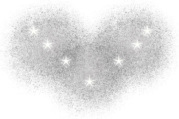 Silver glitter sparkle dust isolated on transparent background for festive design