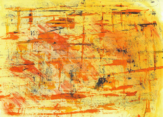 Obraz premium Textured abstract artwork in vibrant yellow and orange for creative design.