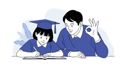 Obraz premium Educator guides student through scholastic endeavor with encouraging gesture