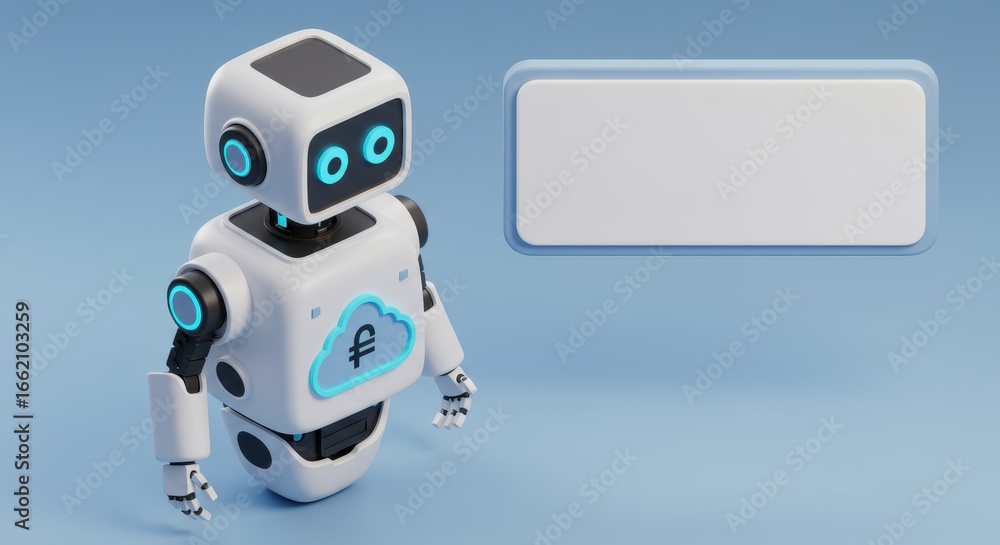 Aufkleber futuristic financial technology concept with cloud computing robot and blank space