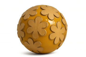 Glossy yellow sphere decorated with golden flowers on a transparent background, perfect for creative projects