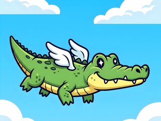 Obraz premium Flying Alligator Cartoon