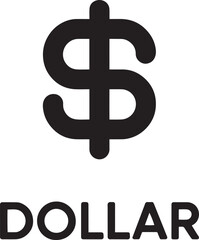 Dollar Sign Icon with Text Below Symbolizing Currency and Finance on Transparent Backdrop