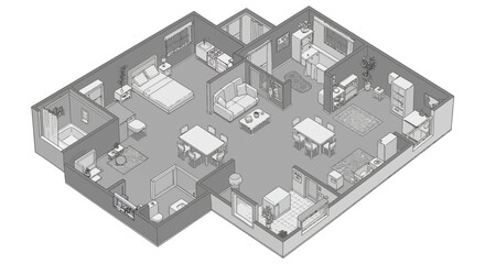 isometric house floor plan for real estate marketing showcasing home design layout for architectural presentations residential planning and interior design mockups