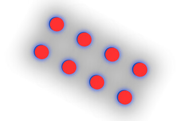 Abstract red circles with blue glow isolated on transparent background