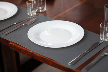 Plate with cutlery. Restaurant table setting