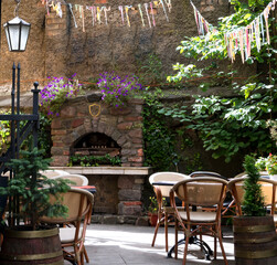 Coffee shop in mediaeval district of old European town