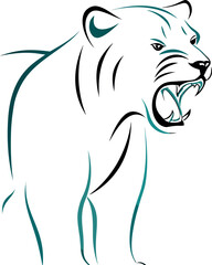 A fierce black cat tiger head silhouette vector illustration is a striking wildlife predator design sketch for a powerful tattoo art