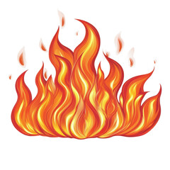 red hot fire, Bright red flames erupting from a fire, isolated on transparent background