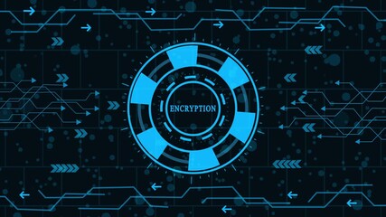 digital data encryption and cybersecurity process animation, futuristic information encryption and secure communication network hud, high-tech encryption algorithm and data privacy protection interfac - Powered by Adobe