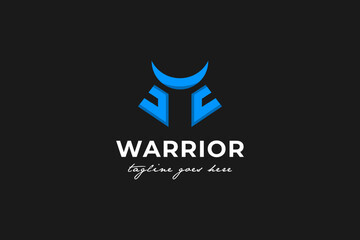 Old Samurai, Warrior japanese helmet logo design vector illustration.