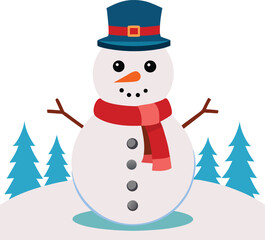 Snowman with christmas tree