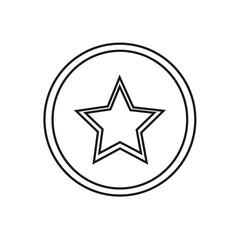 star,favorite,rating flat line icon illustration of a simple star symbol inside a circle for favorite rating or quality mark
