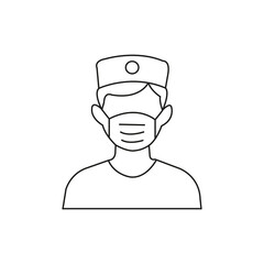doctor,surgeon,nurse flat line icon illustration of a person wearing a mask and cap for doctor nurse or medical professional