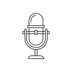 podcast,mic,recording flat line icon illustration of a studio microphone with sound waves for audio podcasting or recording