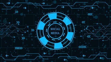 futuristic social media network hud, digital marketing and online communication interface, high-tech animation for social media analytics - Powered by Adobe