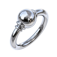 Modern Polished Silver Ball Ring Design, 3D Render