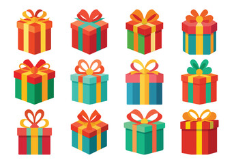 Colorful Gift Boxes with Ribbons and Bows for Holiday Celebrations and Events