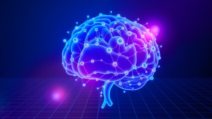 Illuminated 3D Brain Model with Neural Network Connections