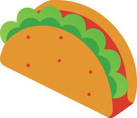 Golden Brown Taco with Colorful Fillings Illustration