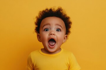 Funny surprised baby wide open mouth