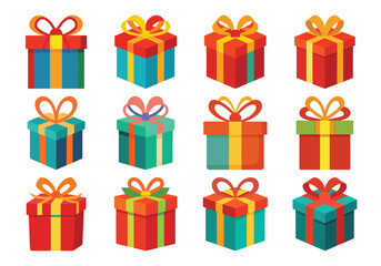 Colorful Gift Boxes Vector Illustration for Birthday Christmas or Holiday Presents