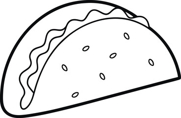 Crispy Shell Taco Line Art Drawing