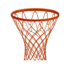 Basketball net with a white rim and orange netting isolated on white or transparent background. PNG