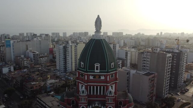 San miguel church dome and lima cityscape in peru
