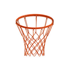 Basketball net with a white rim and orange netting isolated on white or transparent background. PNG