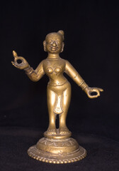 Brass Tribal Radha Figurine, Vintage Hindu Goddess Idol